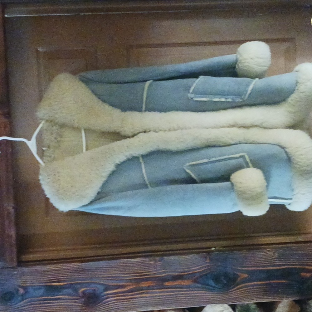 Women's Shearling Leather Jacket - Cream and Baby Blue MAKRAY Designers Of FUR D